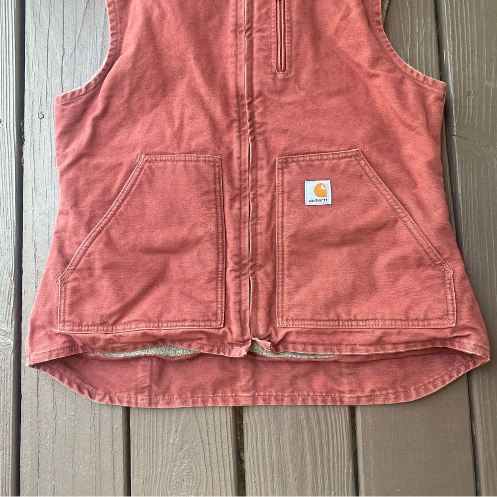 Carhartt Women’s Sherpa Lined Vest Vintage Rose Size Medium WV001 VRS RARE, EUC - Picture 11 of 12